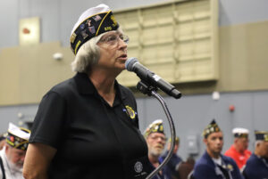 Outgoing 1st District Commander Mary Hanson seconds a motion at the American Legion Department of Minnesota Convention.