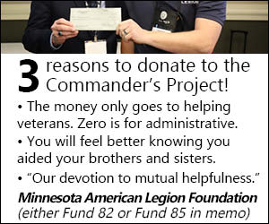 Ad: 3 reasons to donate to the Commander's Project: • The money only goes to helping veterans. Zero is for administrative. • You will feel better knowing you aided your brothers and sisters. • “Our devotion to mutual helpfulness.”
