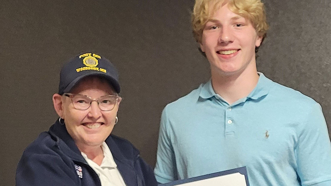 Go to Woodbury Post 501 awards Boys State participant