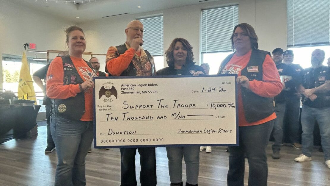 Go to $10,000 Donation from the Zimmerman American Legion Riders